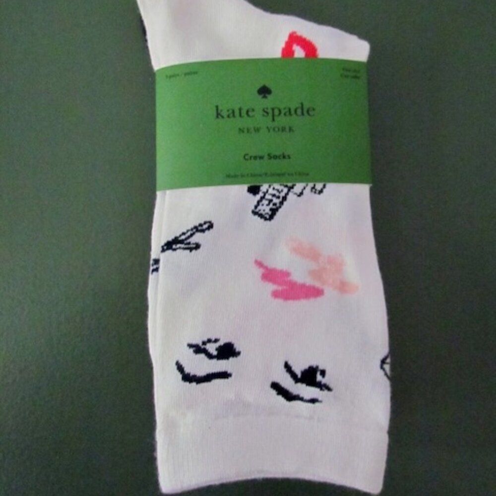 Kate Spade New York Women’s Novelty Crew Socks Lipstick Face Motif 3 pr